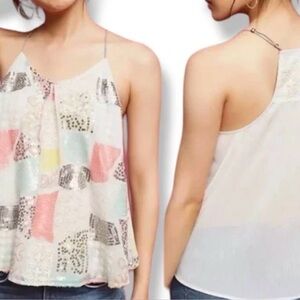 Anthropologie Floreat Louisa Patchwork Sequin Cami Tank Top XS Boho